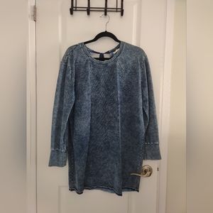 Blue long sleeve dress, jean like material, blue wash